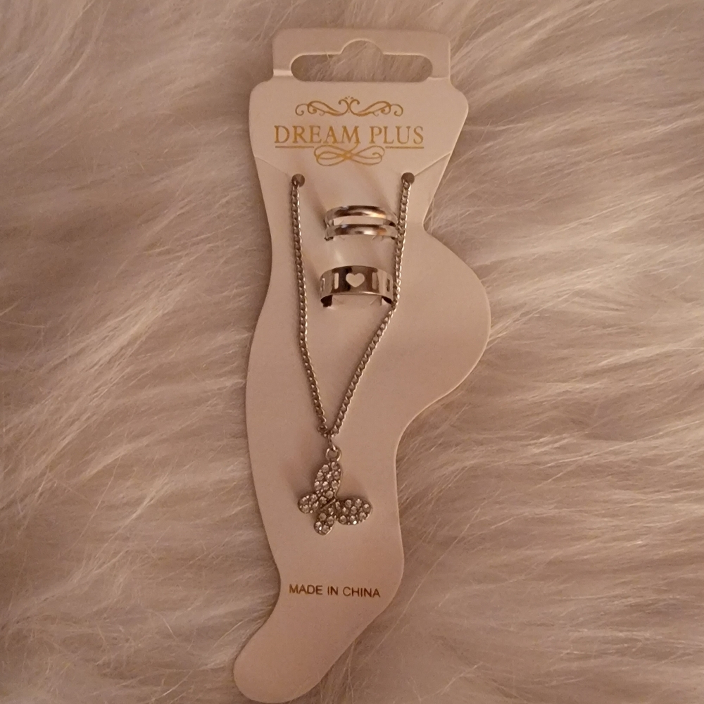 Ankle Bracelet With 2 Toe Rings